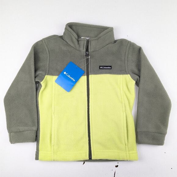 Columbia Boys Steens Mountain II Fleece Jacket - Stone Green/Voltage - 4T - Picture 1 of 3